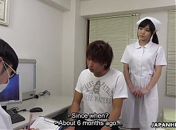 A Japanese nurse Shino Aoi blows a patients dick in the doctors office uncensored.